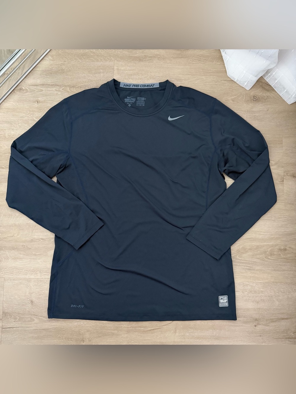 Nike Pro Combat Blue Long Sleeve Dri Fit Fitted Shirt